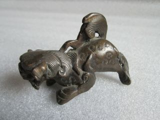 Antique Chinese Ming Dynasty Bronze Buddhist Guardian Lion Foo Dog Vase Handle