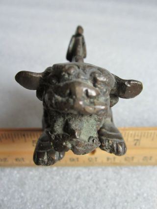 Antique Chinese Ming Dynasty Bronze Buddhist Guardian Lion Foo Dog Vase Handle 3