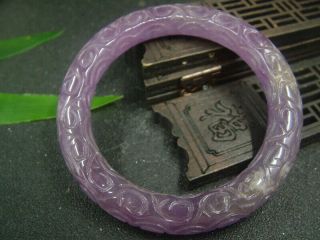 Chinese Antique Nephrite Grade A Lavender Jade Bangle - Seas Of Clouds Bracelets