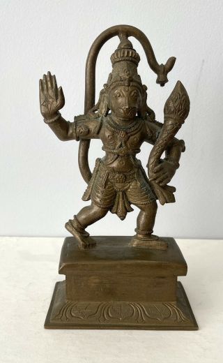 Antique Indian Hindu Bronze Statue Lord Hanuman