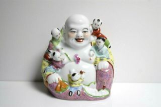 Vintage Chinese Porcelain Budda Buddha Statue With Children 8 - 1/2 " Stamped