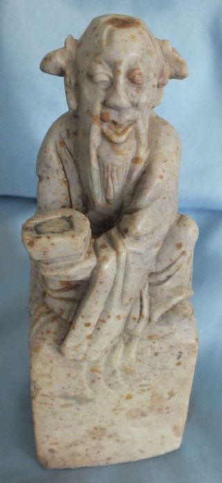 Antique Chinese Shoushan Soapstone Old Man Figure