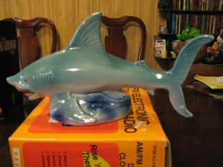 8 1/2 " Ceramic/porcelain Great White Shark Figurine Made In Brazil 4099