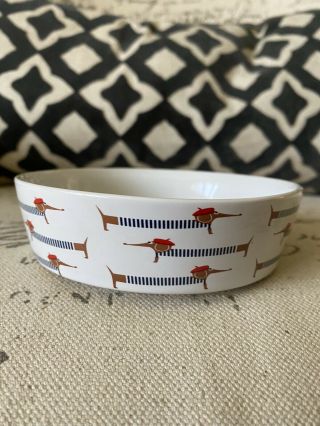 Dachshund Sausage Dog Small Round Dog Bowl Red Blue Food Water Doxie Dish