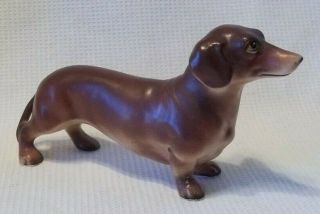 Vintage Hand Painted Porcelain Red Brown Dachshund Dog Figurine Made In Japan