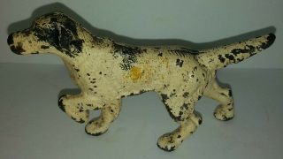 Vintage Cast Iron Setter Retriever Pointer Hunting Dog On Point Statue 4,  " Long