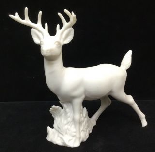 Vintage Fine White Bisque Porcelain Deer Buck Signed Ka 1979