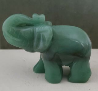 Vintage Green Jade Elephant Figure Statue Figurine