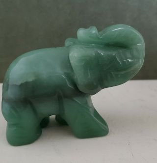 Vintage Green Jade Elephant Figure Statue Figurine 2