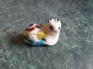 Vintage Ceramic/ Porcelain Hand Painted Small Cat Figurine Mexico