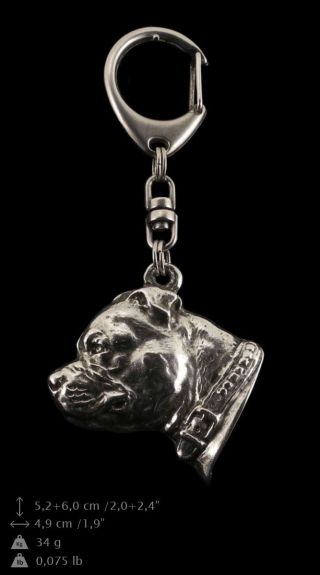 Staffordshire Bull Terrier 4,  Silver Covered Keyring,  High Qauality Art Dog