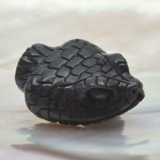 Snake Head Bead Buffalo Horn Art Carving For Bracelet Or Necklace Handmade 2.  63g