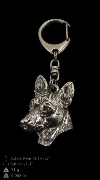 Basenji Silver Covered Keyring,  Keychain Art Dog
