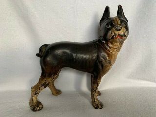 Antique Hubley Cast Iron,  Right Looking Boston Terrier Dog Doorstop
