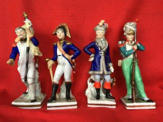 Exc Set 4 Antique Voight Brothers Sitzendorf Napoleon Soldier Figurines