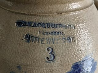 W.  A.  Macquoid Manhattan,  NY Stoneware 3 Gallon Crock w/ Cobalt Floral Decoration 2