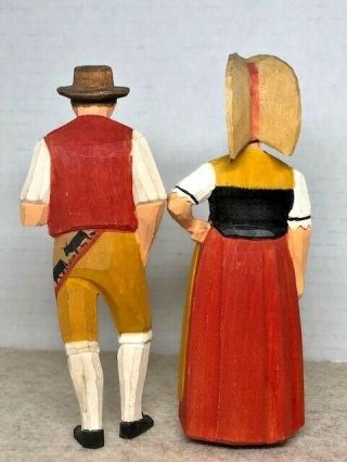 Vintage Hand Carved Huggler Wyss Brienz Man and Woman in Traditional Dress 4