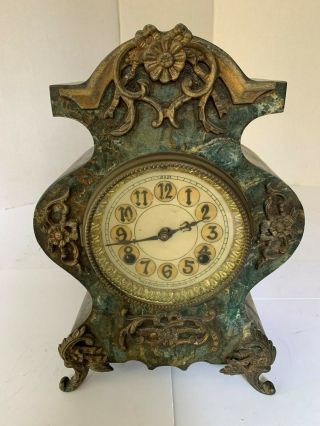 Antique Haven French Victorian Style Cast Iron Mantel Clock