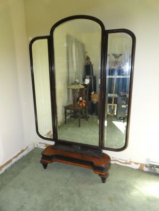 Antique Store Display Tri - Fold Dressing Mirror