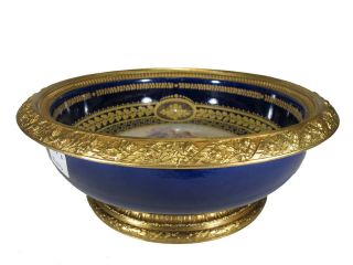 Antique French Sevres Bronze & Porcelain Bowl Ar737