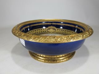 Antique French Sevres bronze & porcelain bowl AR737 3