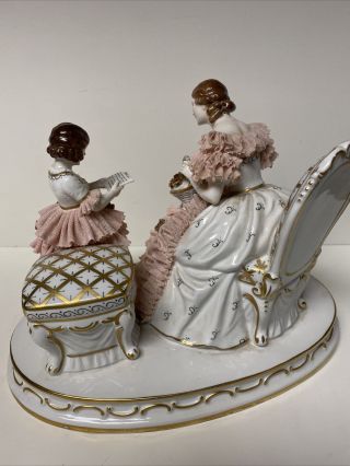 Muller Volkstedt Dresden Lace Figure Of Mother And Daughter 3