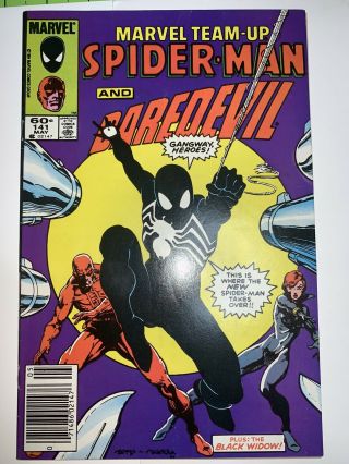 Marvel Team Up 141 Newsstand Comic Spider - Man 1st Black Costume Widow 1984 Fn