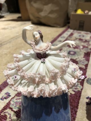 Vintage Dresden Lace Porcelain Ballerina Figurine Marked Reine Handenbeit