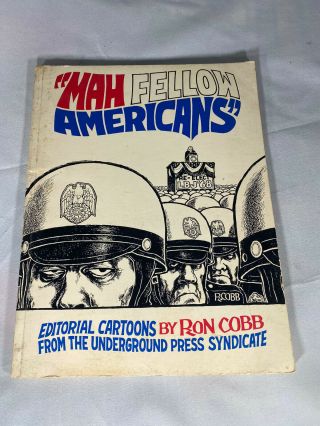 Mah Fellow Americans 1968 Ron Cobb Book Second Printing Editorial Cartoons