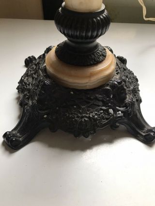 Antique 23” Ornate Oil Parlor Banquet Lamp Cherubs & Marble Stem for Restoration 2