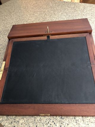 Antique Vintage Style Folding Document Writing Slope Wood Lap Box “new” 3