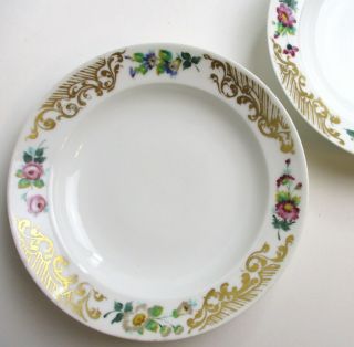 Old Paris Porcelain 2 Soup Bowls Mid 19th Century Hand Painted Flowers