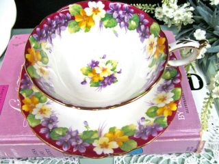 Dw Paragon Tea Cup And Saucer Spring Melody Violets Teacup Pattern 1950s