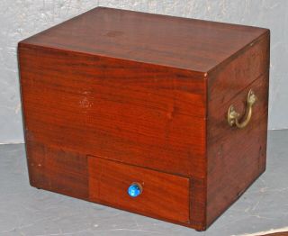 Vintage Art Deco Mahogany Liquor Cabinet Box 2 Bottle Tantalus Drawer 2 Handle