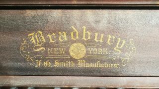 VINTAGE Bradbury F.  G.  Smith Manufacturer Baby Upright Grand Piano 3
