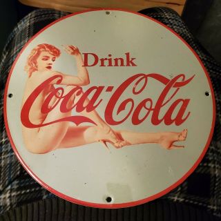 Vintage Porcelain Drink Coca - Cola Soda Pop Americana Man Cave Usa Garage Sign