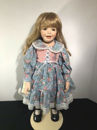 Vintage Handmade Haunted Porcelain Doll Actively Paranormal 20” Tall With Stand