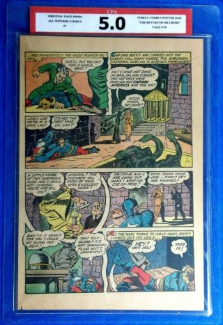 All Winners Comics 7 Cpa 5.  0 Single Page 7/8 Captain America Timely Comics