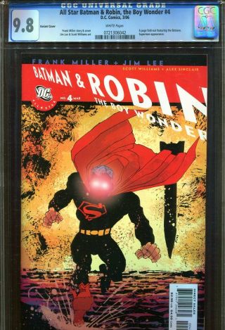 All Star Batman & Robin 4 Cgc 9.  8 Jim Lee Frank Miller Cover
