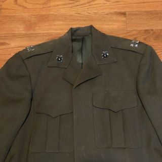Vintage WWII USMC US MARINE CORPS OD WOOL IKE Name Dress Jacket. 2