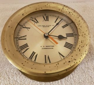 Vintage Chelsea Clock Co.  U.  S.  Navy Us Maritime Commission Brass Ship Deck Clock