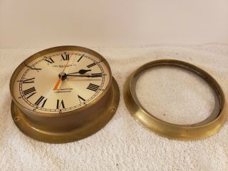 Vintage Chelsea Clock Co.  U.  S.  Navy US Maritime Commission Brass Ship Deck Clock 3