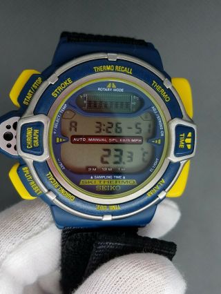 Rare Seiko Vintage Digital Watch Giugiaro Design Ski Thermo Rotary Mode 90s S820