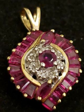 14k Gold Pendant Diamonds Rubies Vintage Romanza Fine Jewelry Plumb Gold