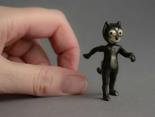 Rare Vintage Felix The Cat Cold Painted Solid Bronze Miniature Cartoon Figure