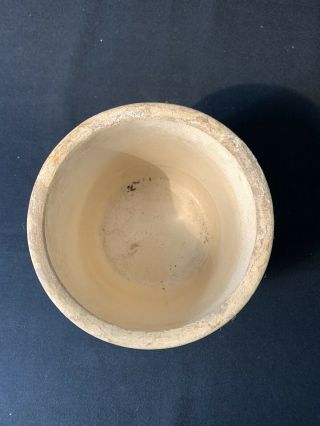 Vintage Blue White Stripped Salt Glaze Stoneware Crock 6” 3