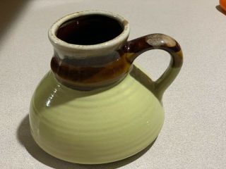Vtg Pottery Ceramic Coffee Mug No Spill/slip Wide Bottom Travel Stoneware Olive