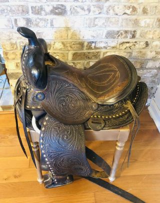 Vintage Western Ranch Farm Horse Saddle Leather 15” Quality Well Made
