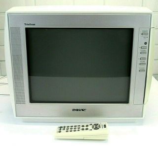 Vintage Sony Trinitron Kv - 13fm13 Color Tv 2002 With Remote Retro Gaming