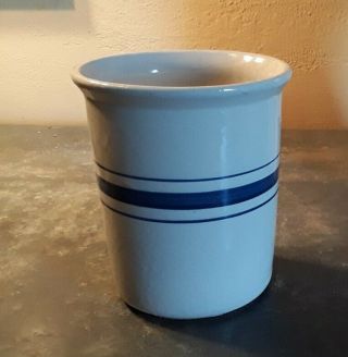 Vintage Stoneware Crock With Blue Stripes Antique Crockery